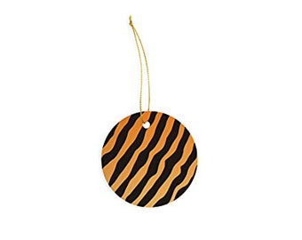 Tiger Texture Ceramic Ornament - Christmas Decorations - 3" Circle Ceramic Ornament