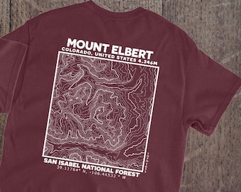 エルバート山、地形図ユニセックスTシャツ