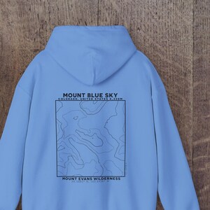 Mount Blue Sky, Topografische Karte Unisex Kapuzen-Sweatshirt