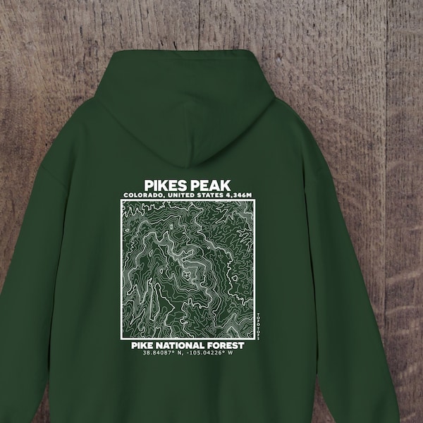 Pike's Peak, Topographic Unisex Hooded Sweatshirt