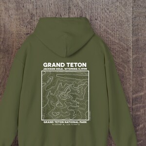Grand Teton, Sweat-shirt à capuche unisexe topographique