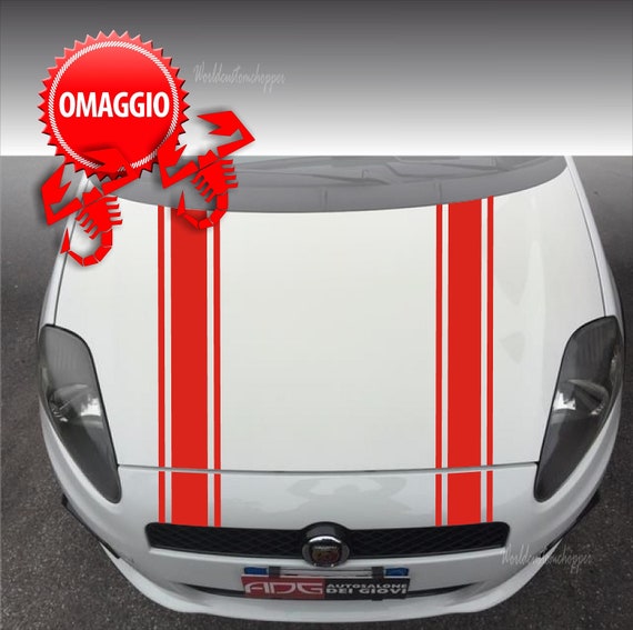 Adhesive bands for Fiat Grande Punto stickers on the front bonnet of sports tuning cars + 2 free Scorpions