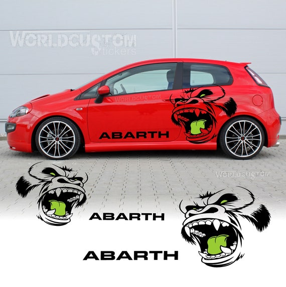 Side stickers for Fiat Punto Abarth Angry Kong Auto Tuning Sport