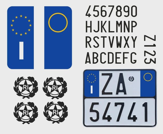 Complete kit of stickers for restoring motorcycle license plates, font and size as original!