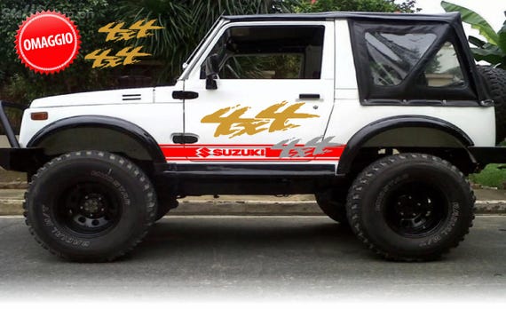 6 Worldcustom Off-Road Stickers Compatible with Suzuki Samurai Santana Off-Road Door Strips + 4x4