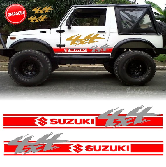 6 Worldcustom Off-Road Stickers Compatible with Suzuki Samurai Santana Off-Road Door Strips + 4x4