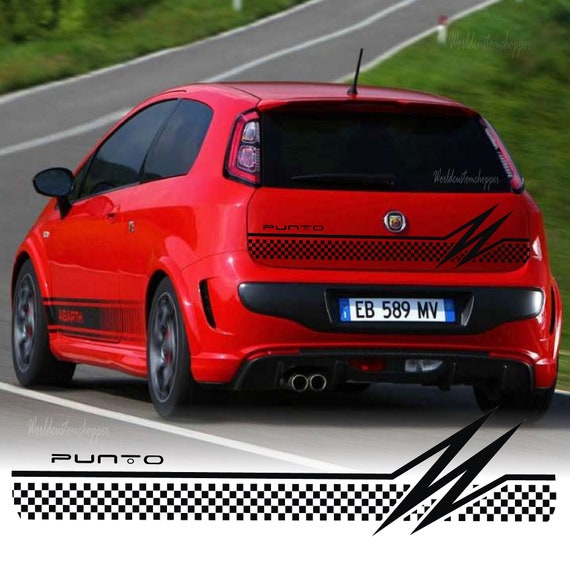 Fiat Grande Punto Stickers Stiker Checkerboard Rear bonnet band for car tuning Sport