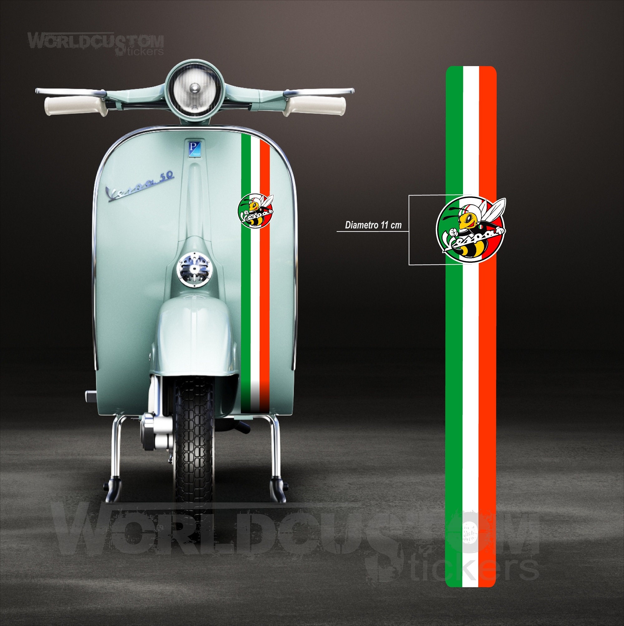 Vespa-Aufkleber, 4 Stück, plus gratis Champion-Aufkleber, 77 mm – 95 mm