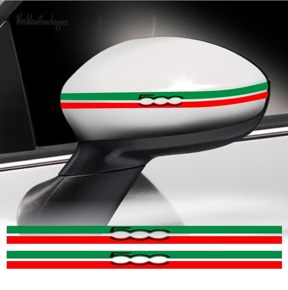 Tricolor stickers for mirror caps Fiat 500 Abarth auto tuning