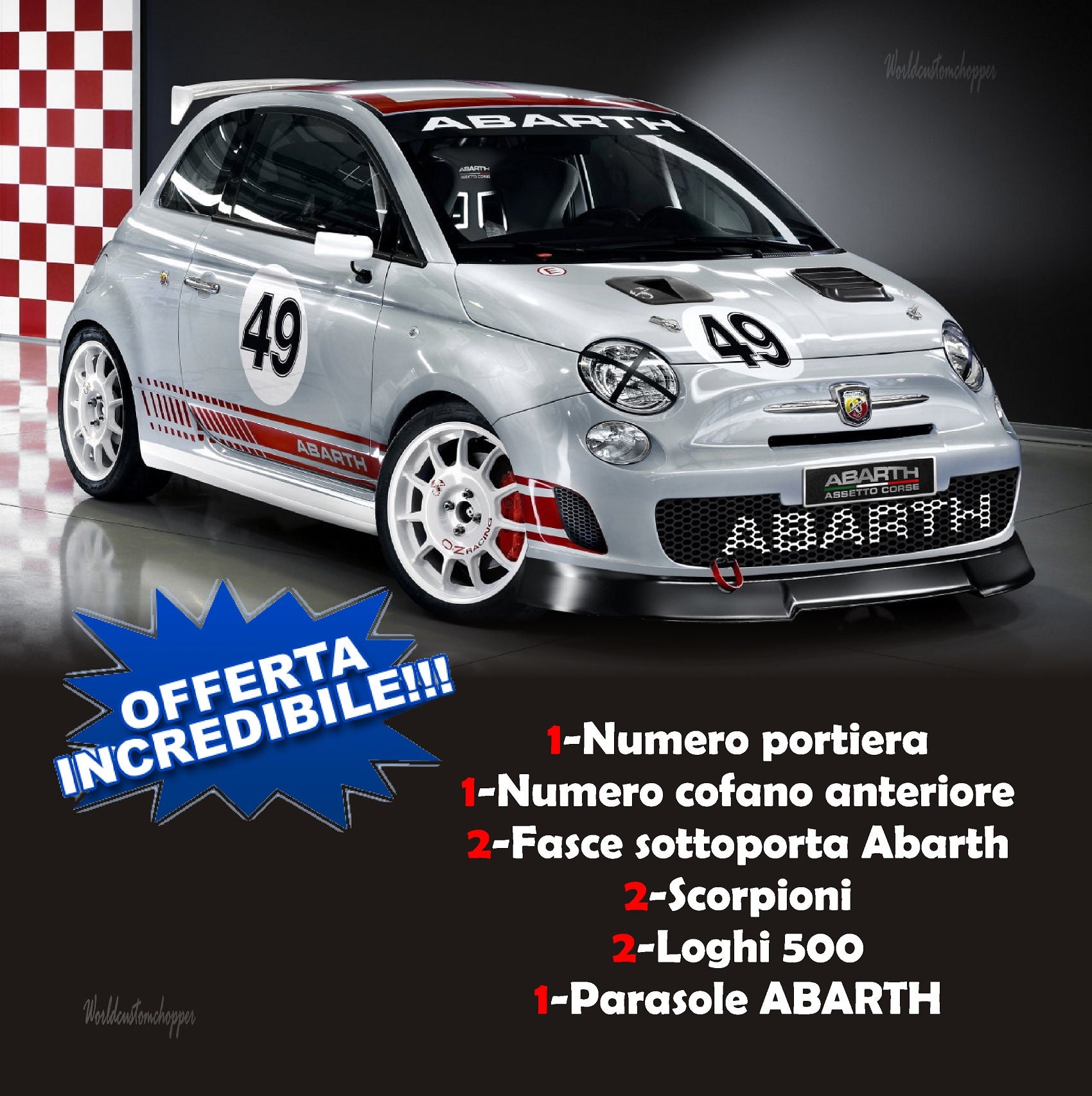 Aufkleber Aufkleber Fiat 500 ABARTH Komplettes Racing Kit Abarth Racing  Auto Tuning - .de