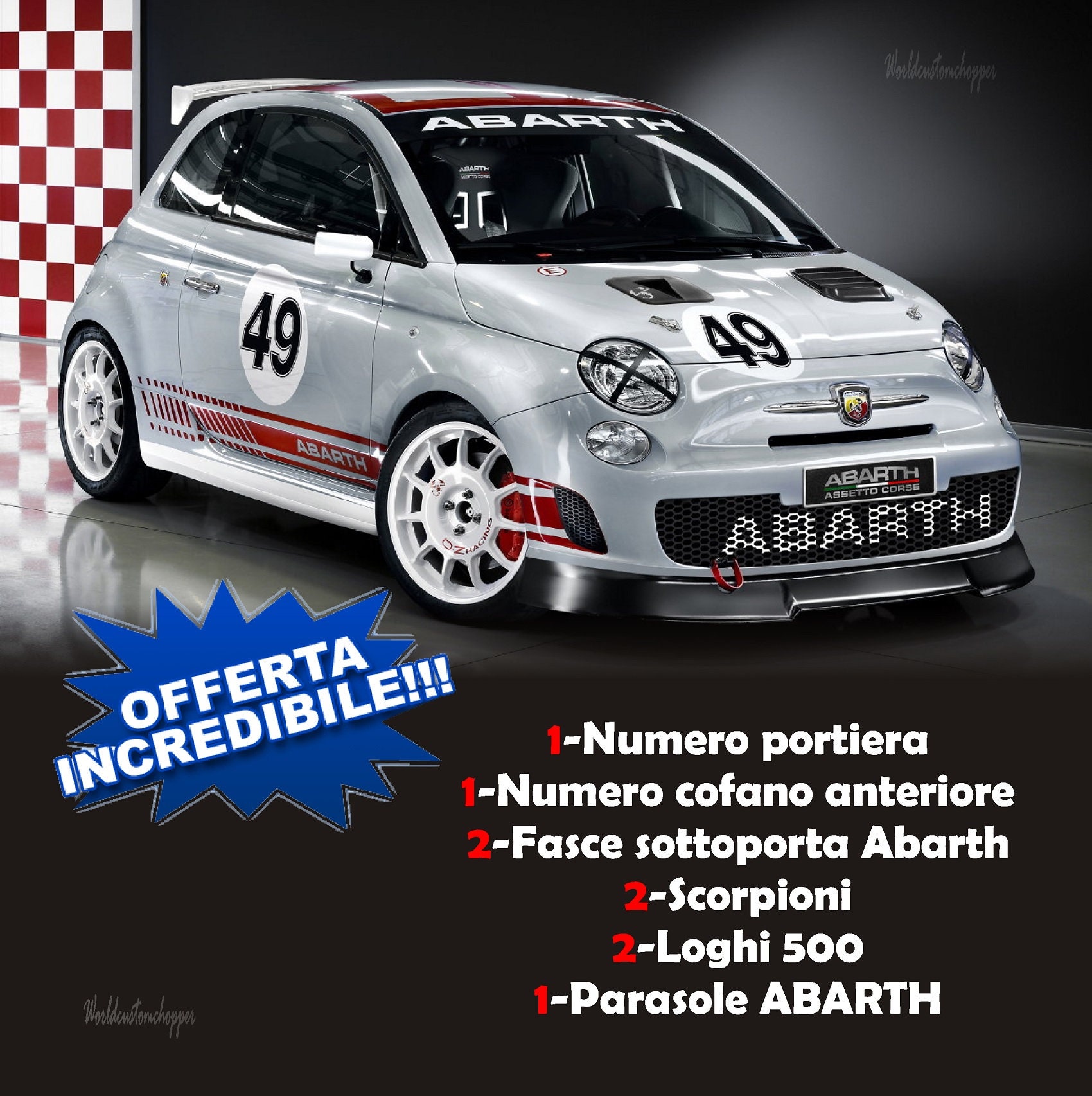 HellCat Graphics Kit Stickers for Fiat 500 ABARTH Auto tuning Sport