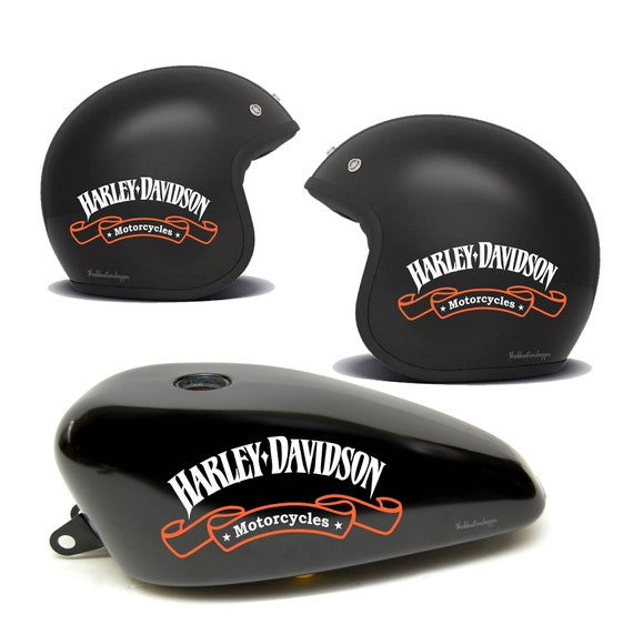 Harley Davidson Stickers 4 Pieces 2 for Helmet 2 for Custom Motorcycle Tank