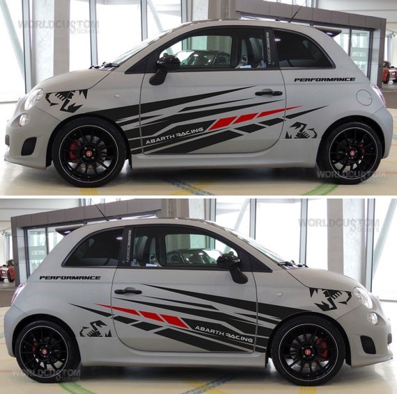 Abstract Graphics Stickers Kit for Fiat 500 ABARTH Racing Performance Auto tuning Sport