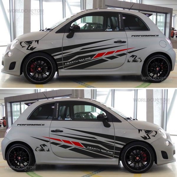 Abstrakte Grafik-Aufkleber-Set für Fiat 500 ABARTH Racing Performance Auto Tuning Sport