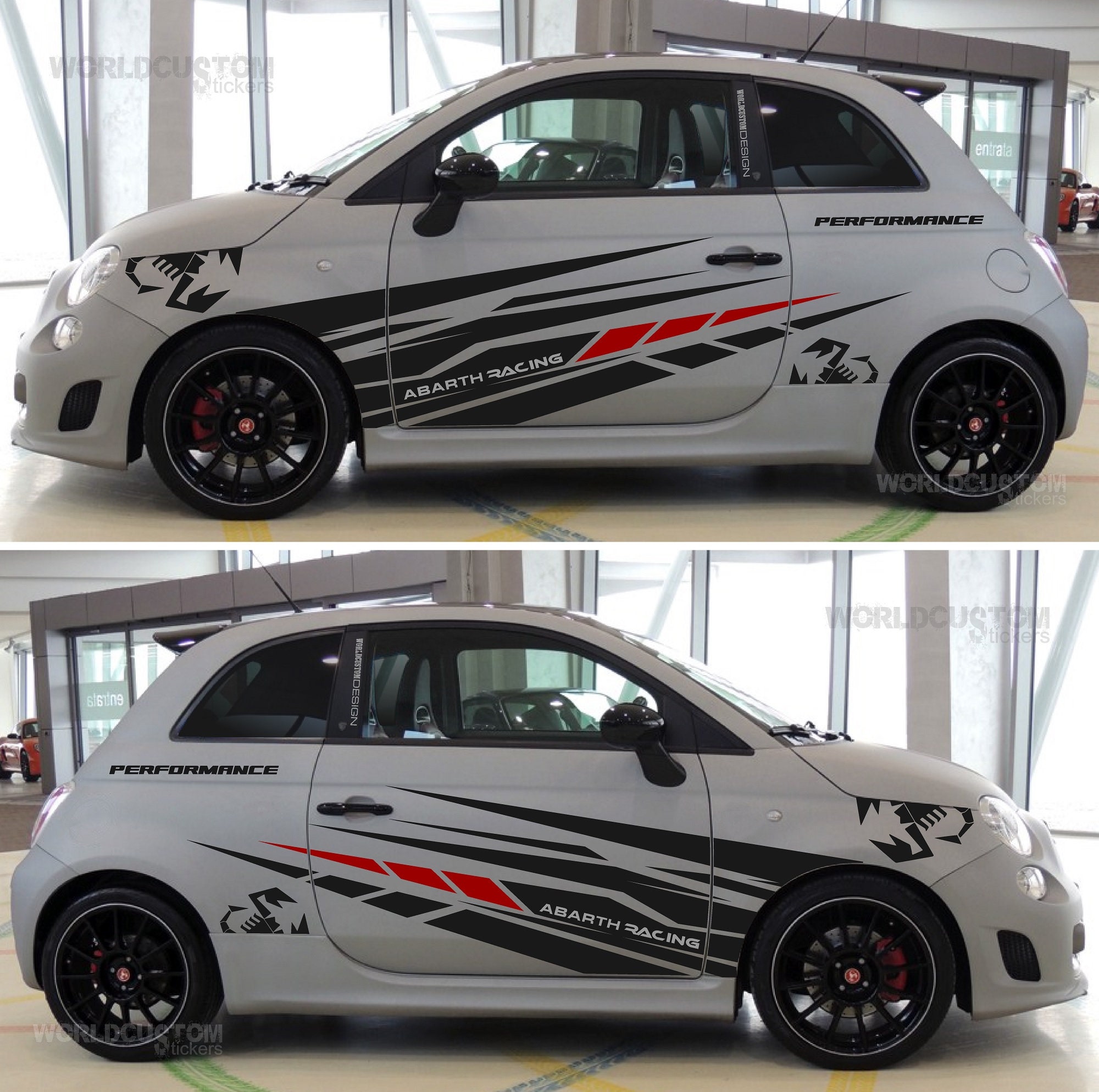 Abstract Graphics Stickers Kit for Fiat 500 ABARTH Racing Performance Auto  tuning Sport