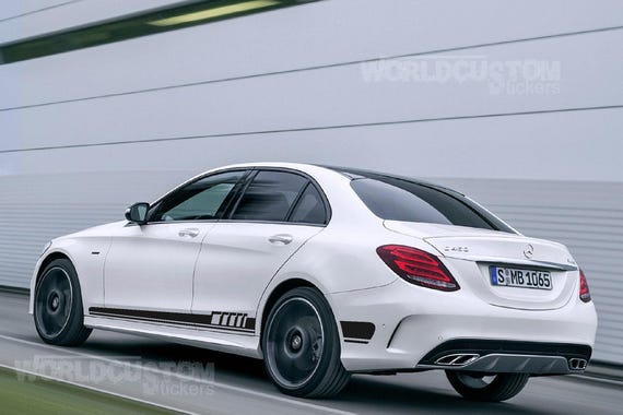 Stickers Side Stripes Compatible for Mercedes Benz C-Class Auto Tuning Sport