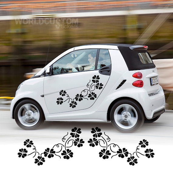 Side graphic stickers with flower decoration Compatible with Mercedes Benz Smart Auto Tuning