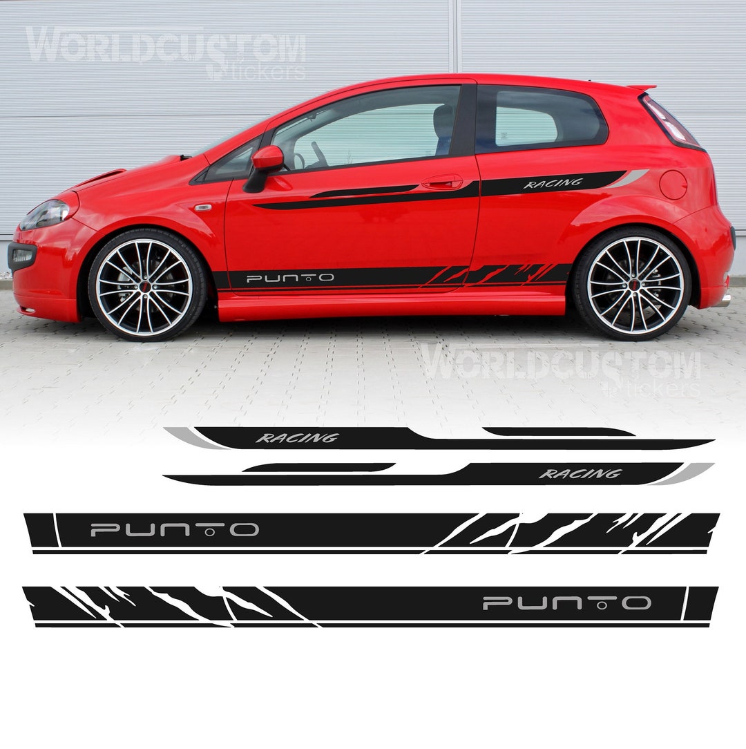 ERREINGE Sticker compatibile per FIAT PUNTO LATERALE DUB JDM TUNING ORO Adesivo prespaziato in PVC per Auto Lunotto Finestrino - cm 35