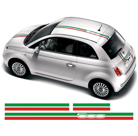 Adhesive bands Fiat 500 Stickers Tricolore roof bonnets Italy car tuning sport