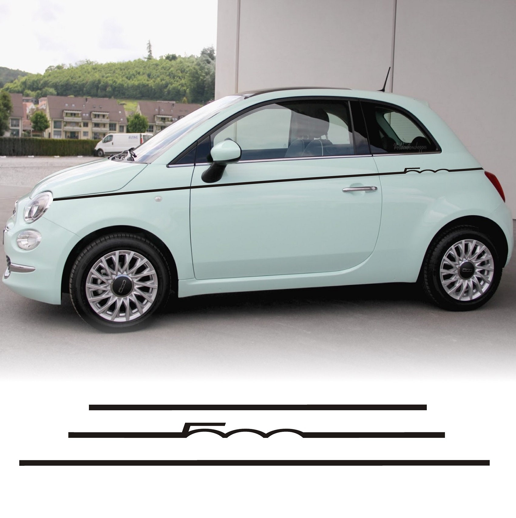 Stickers Stickers Fiat 500 adhesive bands side strips with color combination