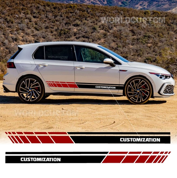 Side stripe stickers compatible with Golf Wolkswagen GTI or GTD Racing Tuning Sport Bicolour