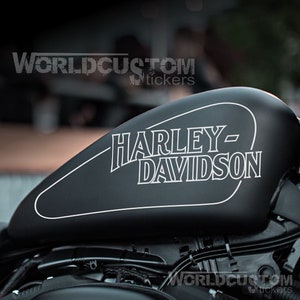 Harley Davidson Tank Aufkleber in Weiss glanz 18 ×8 cm.Top Neu 2 Stück 