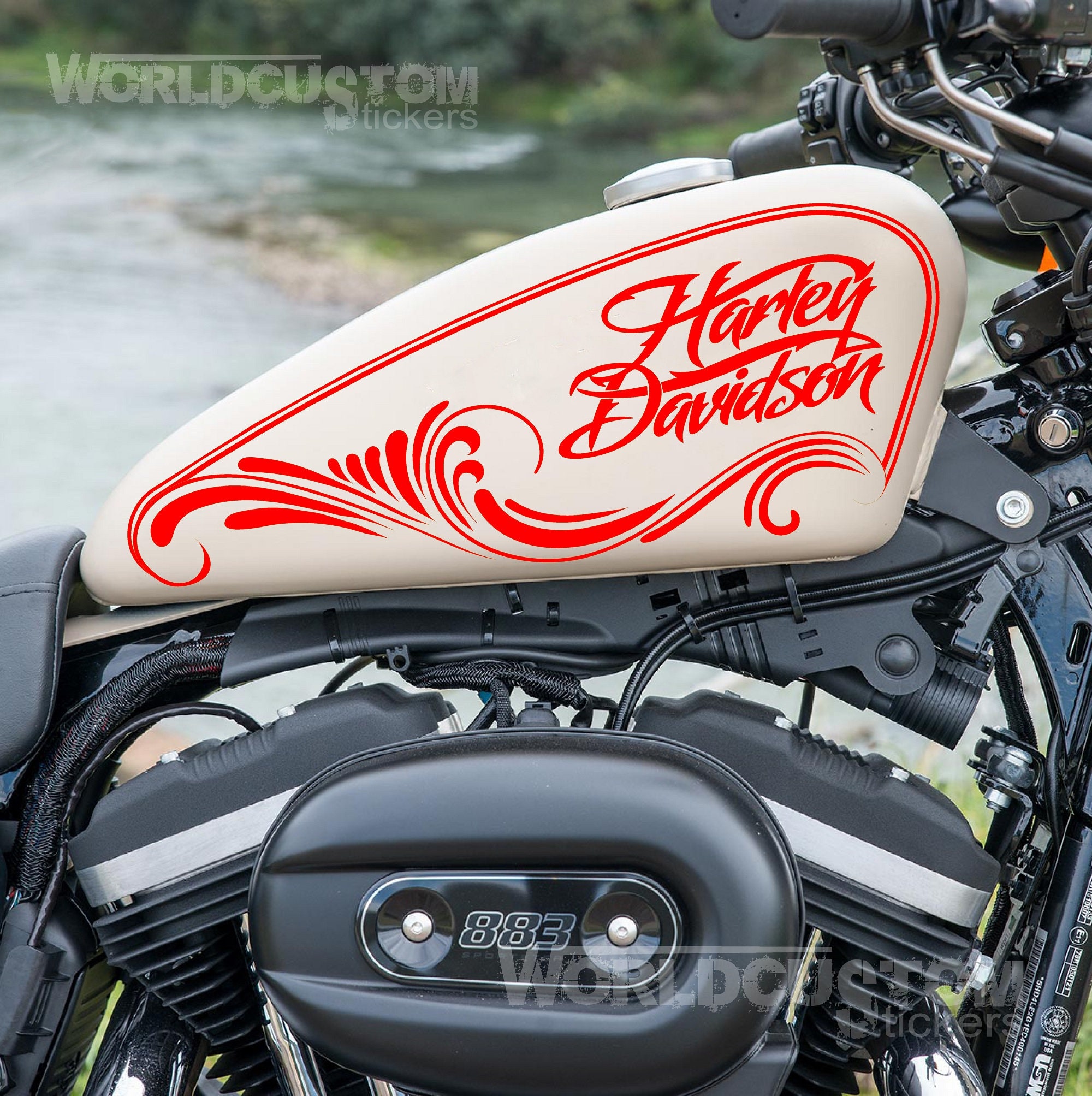 Pegatinas Pegatinas Harley Davidson Arabesco de tanque moto custom -   España