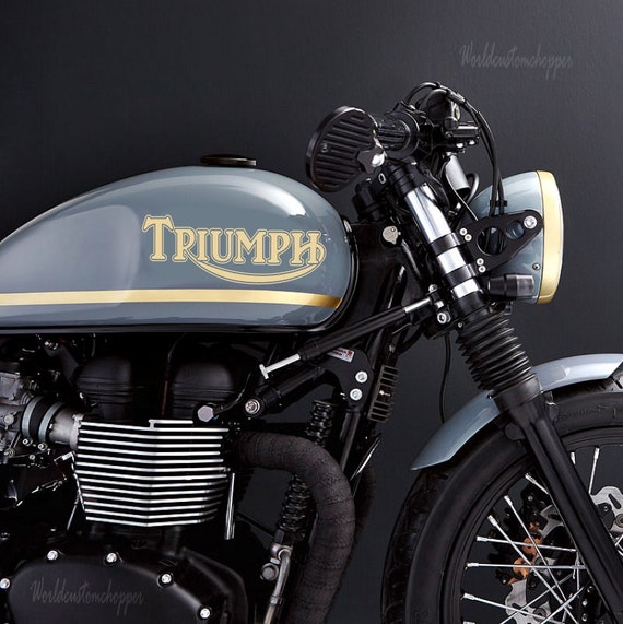 2 TRIUMPH Moto Custom Cafe Racer tank stickers