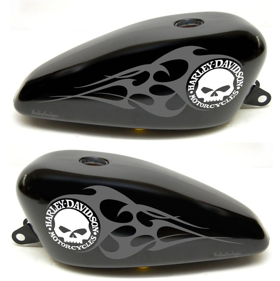 Skull Flame custom motorcycle tank stickers compatible for Harley Davidson Sport