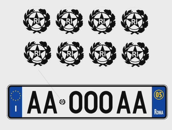8 Stickers Coat of Arms License Plate Car Motorcycle RI Italian Republic vintage Star stamp