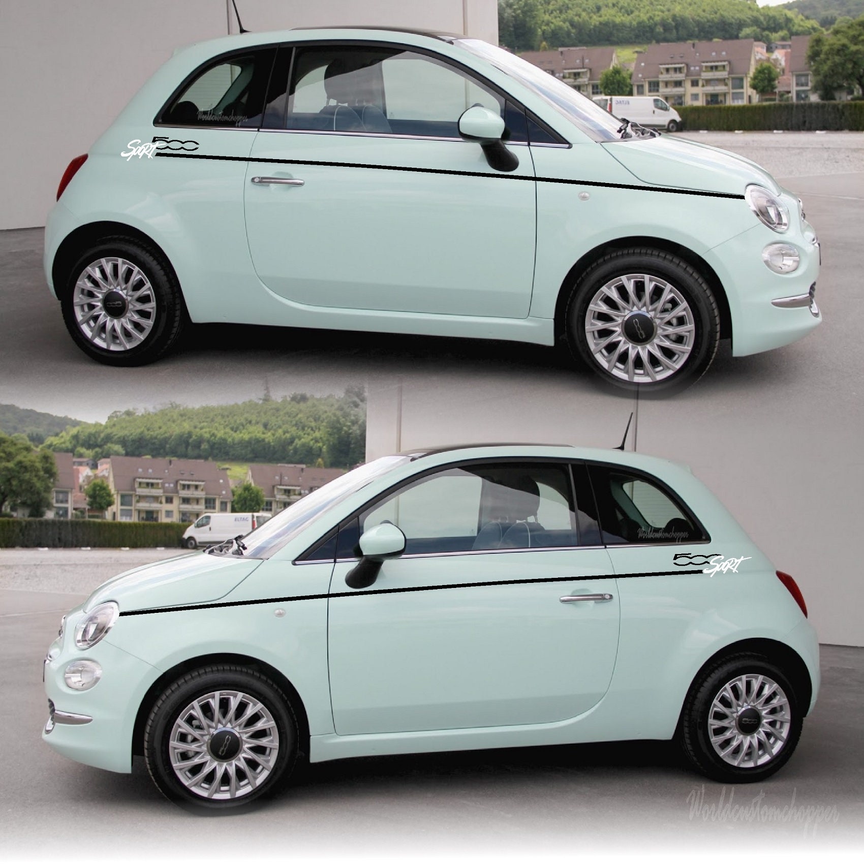 Stickers Stickers side bands for Fiat 500 Sport stickers auto tuning strips