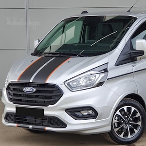 Adesivi Stickers Fasce Anteriori e Posteriori compatibili con Auto Ford Transit Custom Bicolore con bordo