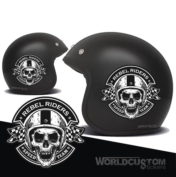 2 Bandit Rebel Riders Moto Custom helmet stickers