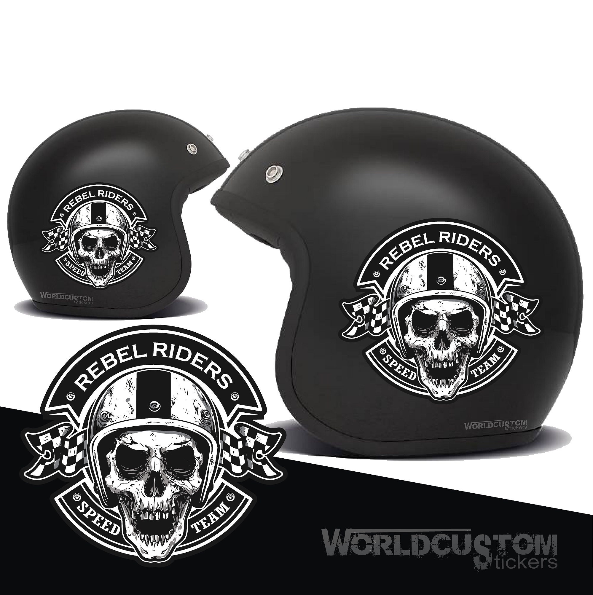 2 Bandit Rebel Riders Motorcycle Custom helmet stickers