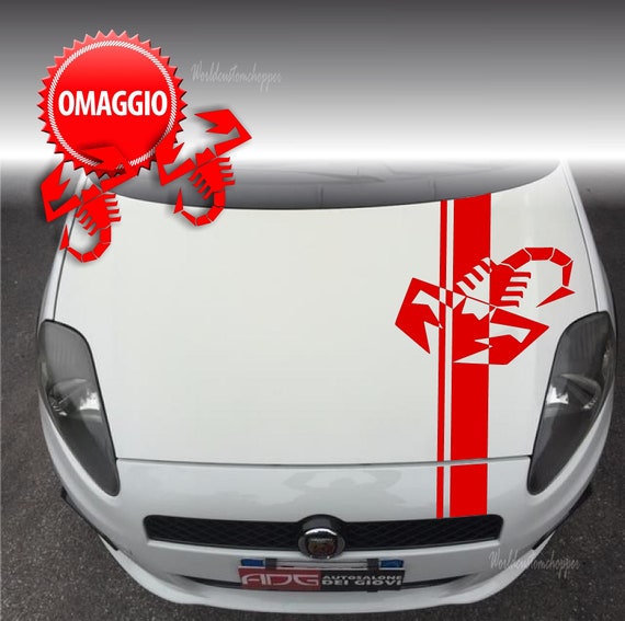 Fiat Grande Punto Stickers Scorpion bonnet band Abarth Tuning + 2 free Scorpions