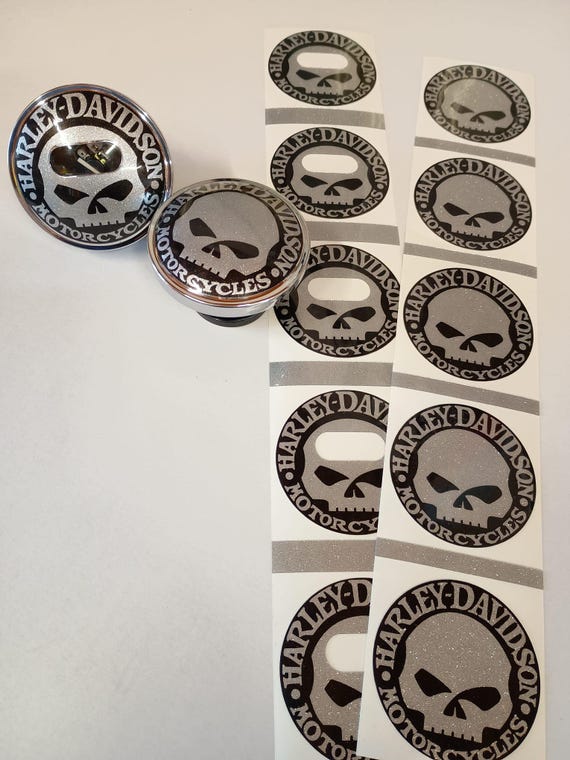 2 Stickers Stickers petrol cap Skull compatible with Harley Davidson from 96-2005
