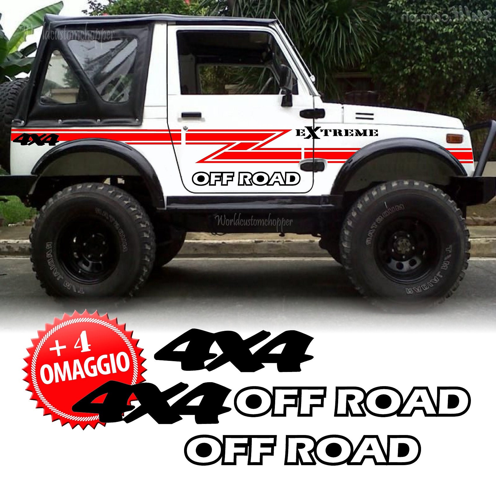 FOTOFOL 4x4 Off Road Aufkleber Set - Deko Sticker für Auto, Fahrzeuge, SUV,  Camper