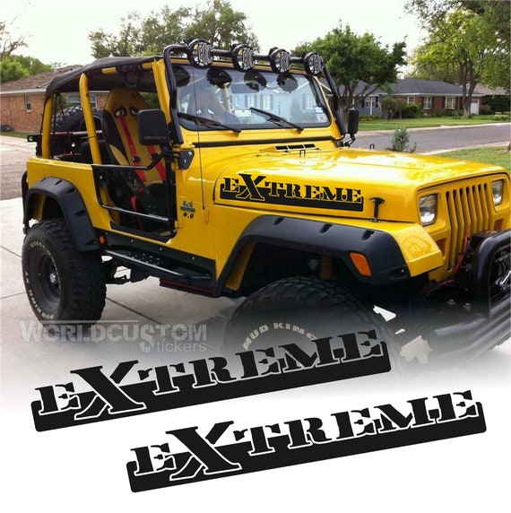 Extreme off-road off-road stickers compatible with Jeep Wrangler for the front bonnet