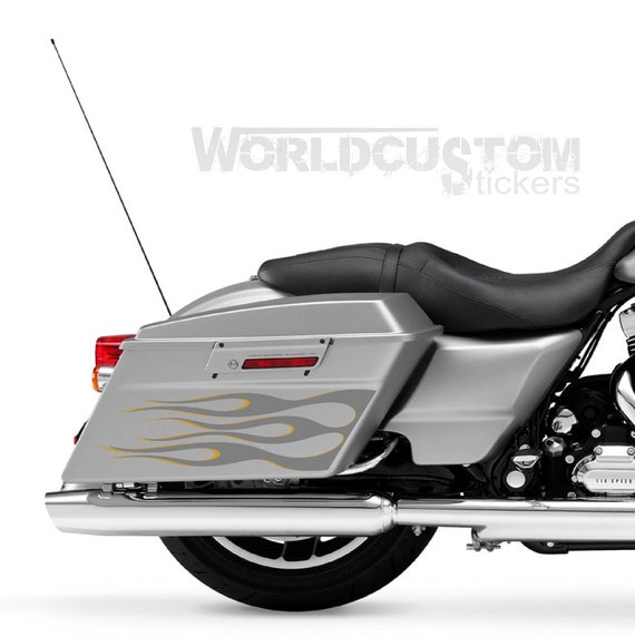 Flam Stickers for Rigid Rear Side Bags Harley Davidson custom motorbikes