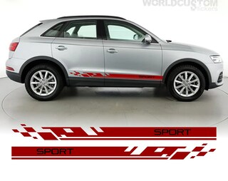 Tuning-art X010 Tappetini Auto Per Audi Q3 2011-2018 E S Line/RS Q3 - Velluto 680g/m², 4 Pezzi, Cuciture Rosse