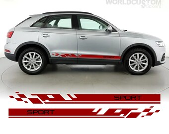 Tuning-art X010 Tappetini Auto Per Audi Q3 2011-2018 E S Line/RS Q3 - Velluto 680g/m², 4 Pezzi, Cuciture Rosse