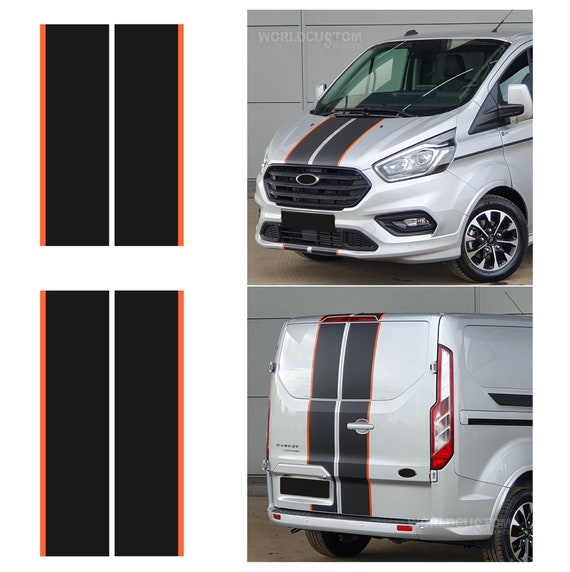 Front and Rear Bands Stickers compatible with Ford Transit Custom two-tone cars with border