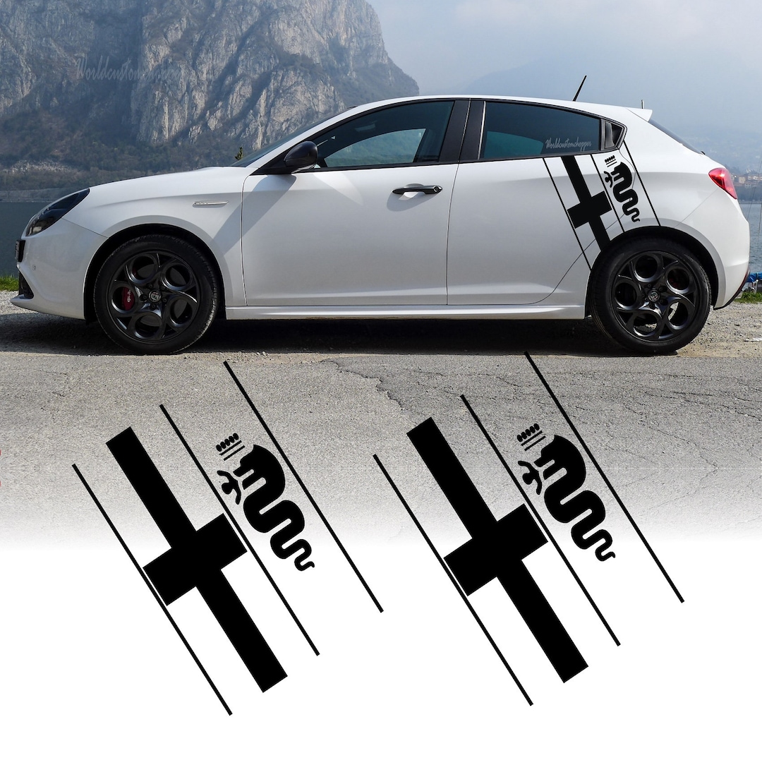 Autocollant Auto Alfa Romeo Alfa Romeo Giulia Stelvio Tonale AUTOCOLLANTS Kit Logos Frise Résinés Lettrage Décoratif Voiture Gratuit