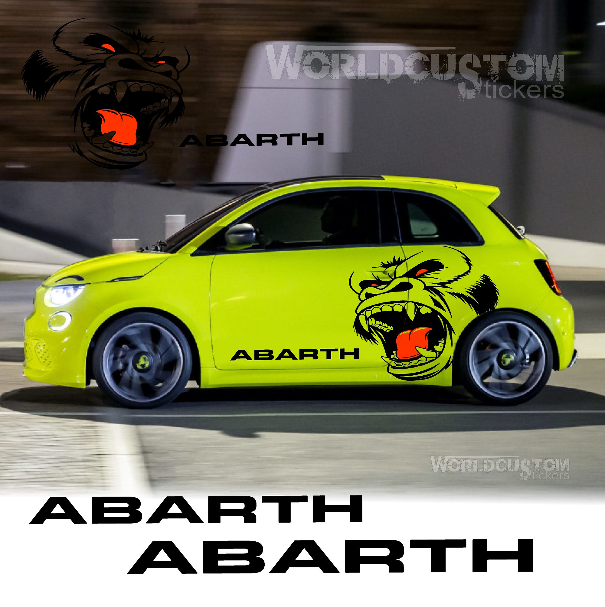 Aufkleber passend für Fiat 500 Dachaufkleber Aufkleber Abarth - FIA0036 -  Haubenaufkleber