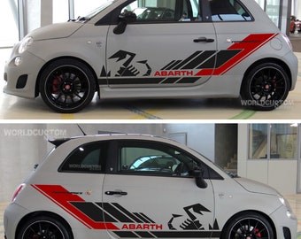 Adesivi Stickers Kit Racing per Fiat 500 Abarth + Scorpione Auto tuning Sport