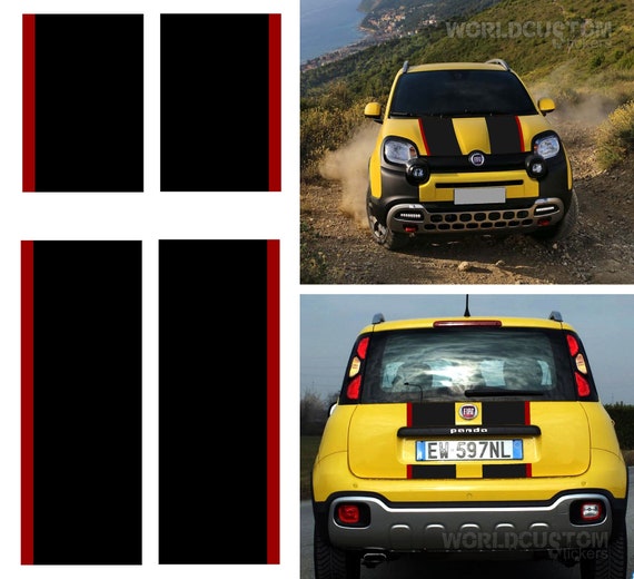 Front and rear bonnet strips stickers for Fiat Panda Cross 4x4 Off Road