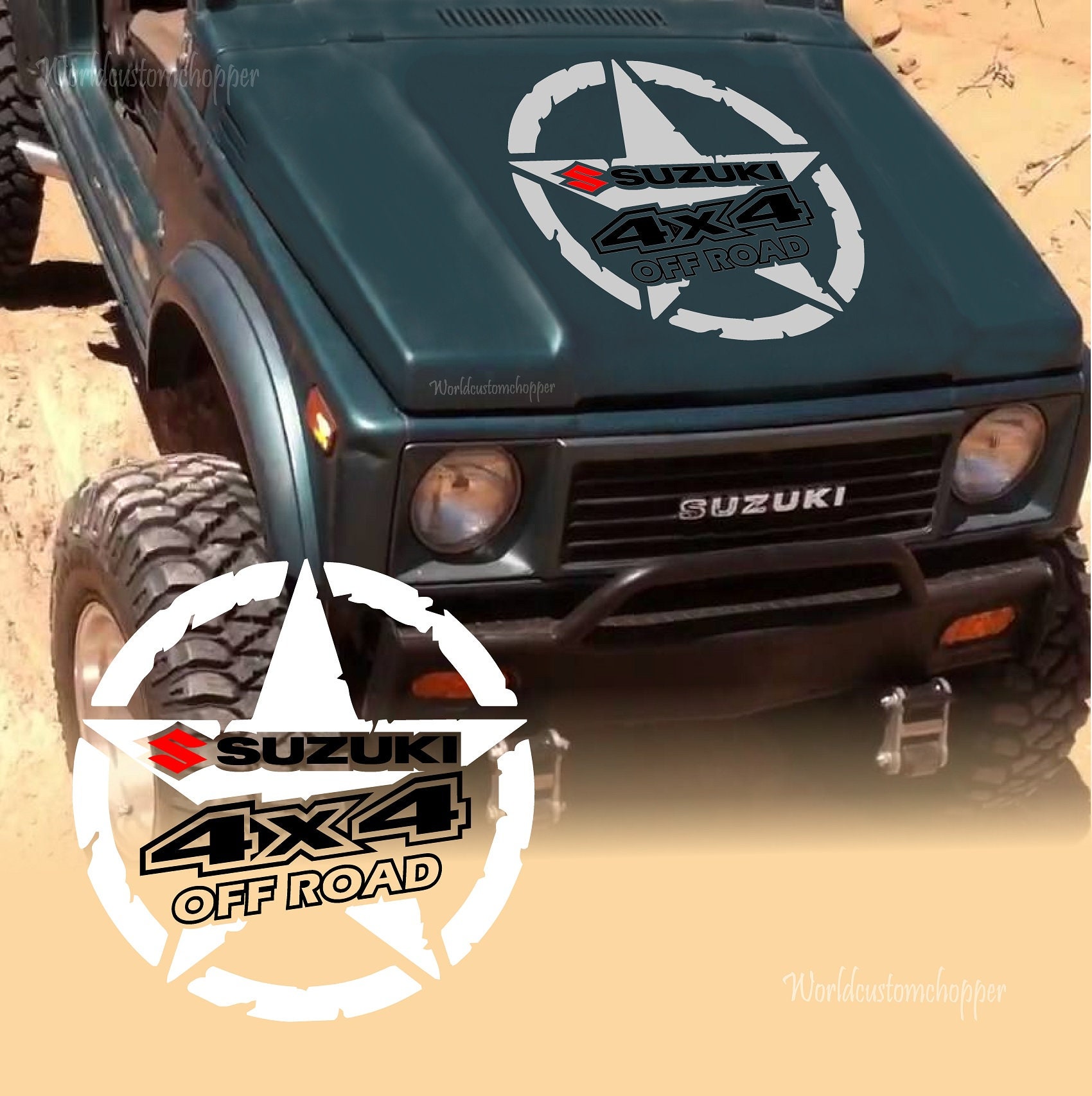  2 Bandes adhésives Stickers sous porte Suzuki Samurai