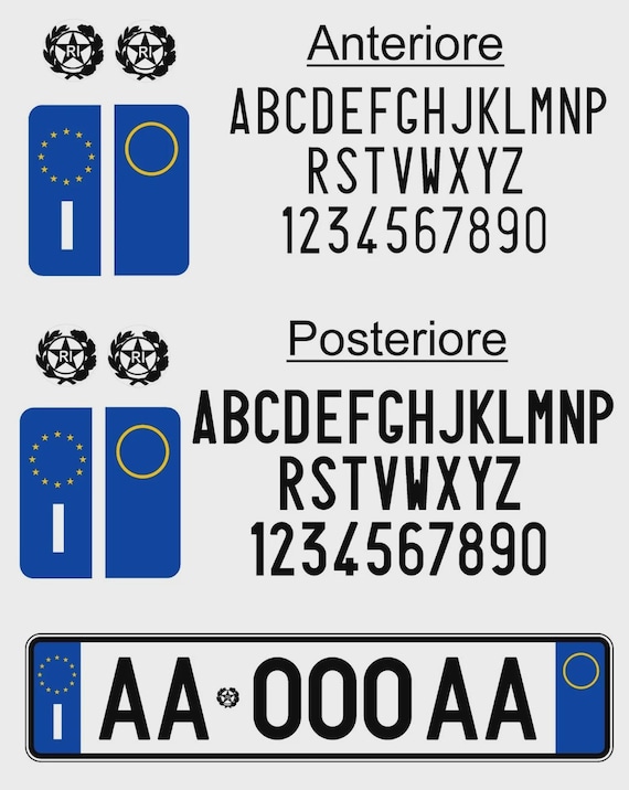 Complete kit of stickers for front and rear license plates. Size and font as original!