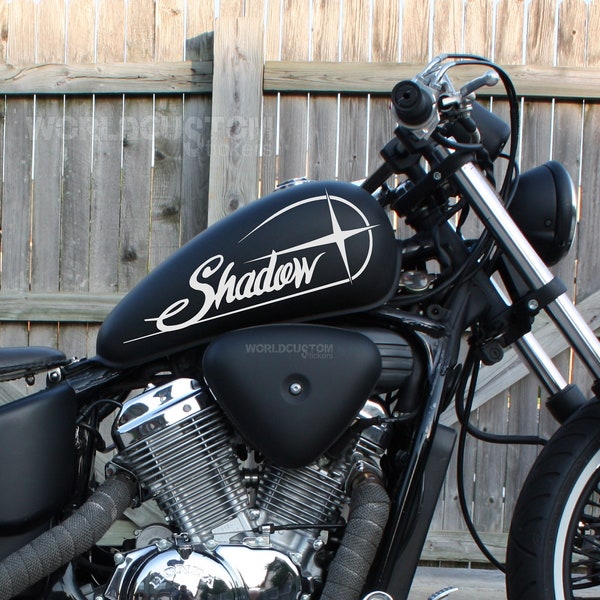 2 Worldcustom-Aufkleber kompatibel mit Honda Shadow VT 600 750 1100 für benutzerdefinierten Motorradtank Tank Kraftstoff