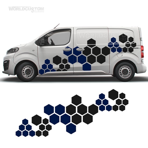 Hexagon Graphics Stickers Kit compatible with Fiat Scudo 2022 Car Van Van